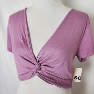 SO retro style purple crop top blouse